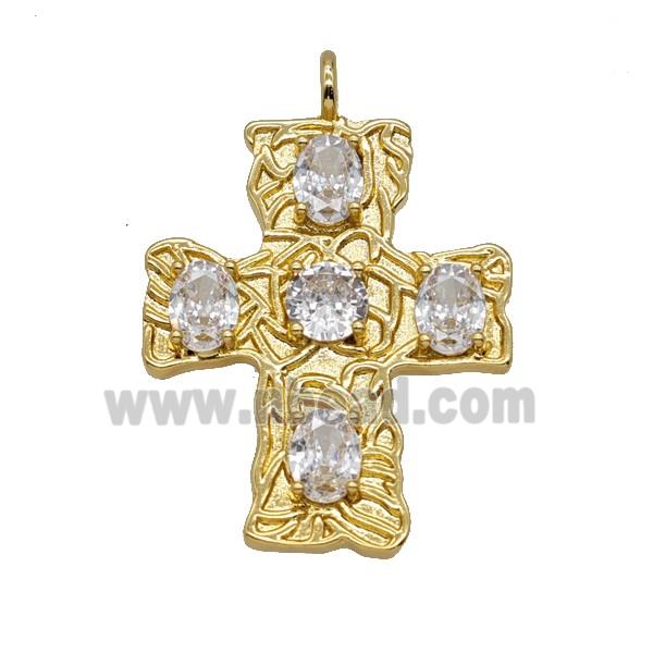 Copper Cross Pendant Pave Zirconia Gold Plated