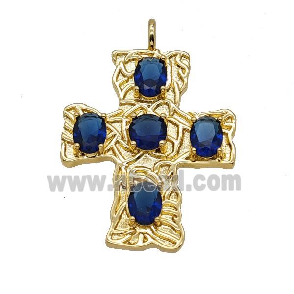 Copper Cross Pendant Pave Zirconia Gold Plated