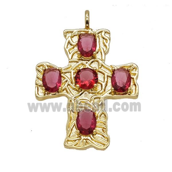 Copper Cross Pendant Pave Zirconia Gold Plated