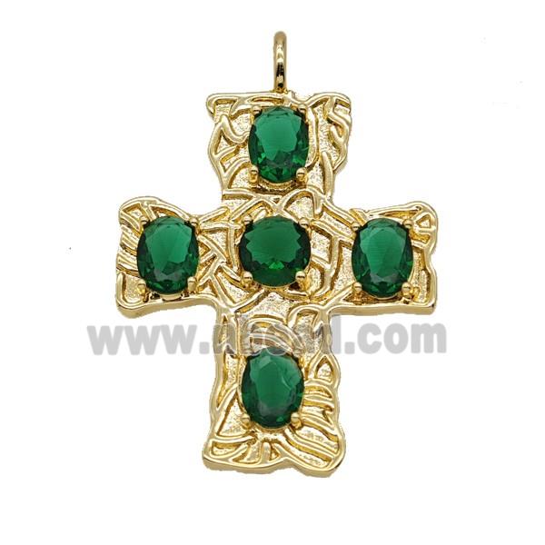 Copper Cross Pendant Pave Zirconia Gold Plated