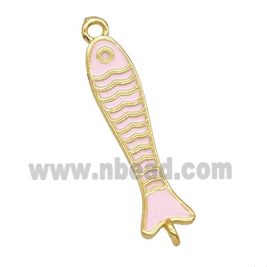 Copper Fish Connector Pink Enamel Gold Plated