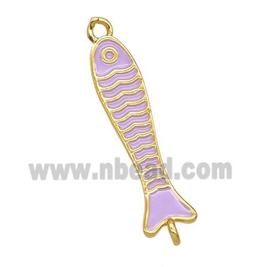 Copper Fish Connector Lavender Enamel Gold Plated