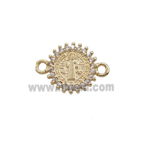 Copper Jesus Connector Pave Zirconia Gold Plated