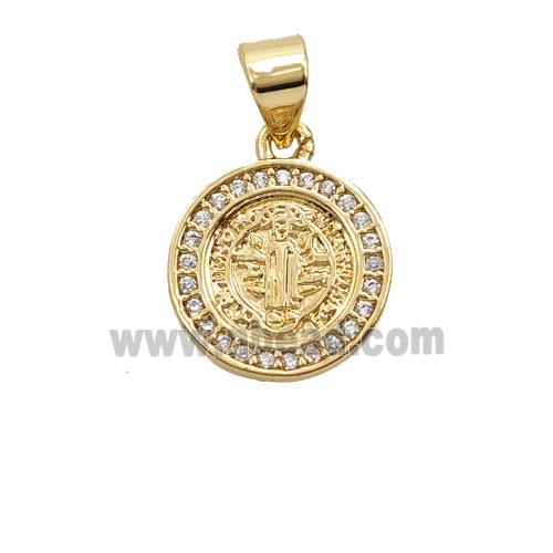 Copper Jesus Pendant Pave Zirconia Gold Plated