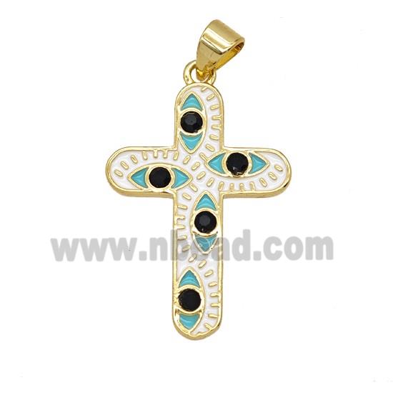 Copper Cross Pendant Enamel Gold Plated