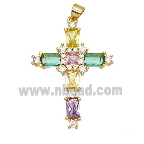 Copper Cross Pendant Pave Zirconia Gold Plated