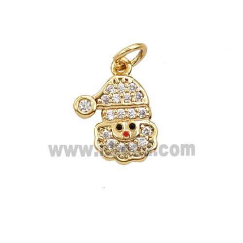 Christmas Santa Claus Charms Copper Pendant Pave Zirconia Gold Plated