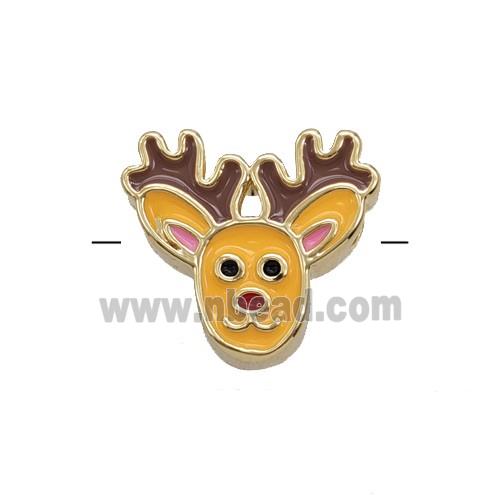 Christmas Reindeer Charms Copper Beads Enamel Gold Plated