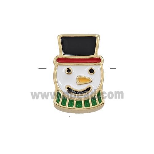 Christmas Snowman Charms Copper Beads Enamel Gold Plated