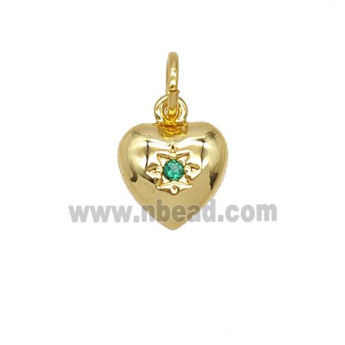 Copper Heart Pendant Pave Zirconia 18K Gold Plated