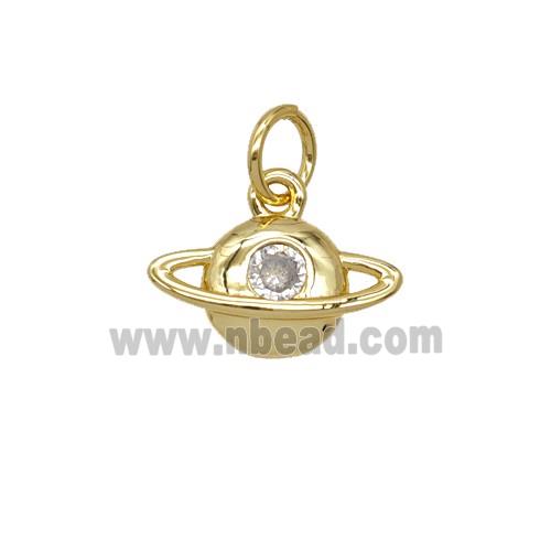 Copper Planet Pendant Pave Zirconia 18K Gold Plated