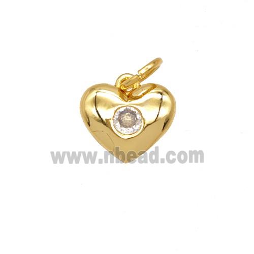 Copper Heart Pendant Pave Zirconia 18K Gold Plated
