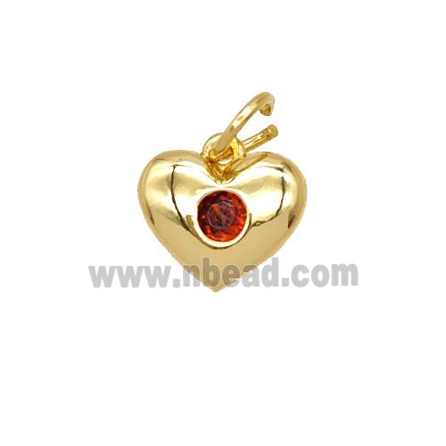 Copper Heart Pendant Pave Zirconia 18K Gold Plated