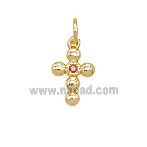 Copper Cross Pendant Pave Zirconia 18K Gold Plated