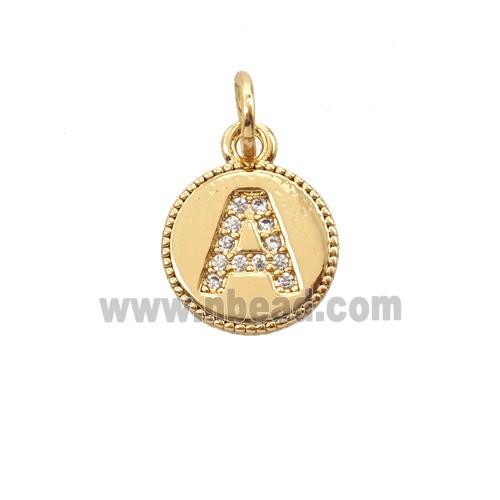 Copper Letter-A Pendant Pave Zirconia 18K Gold Plated