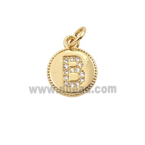 Copper Letter-B Pendant Pave Zirconia 18K Gold Plated