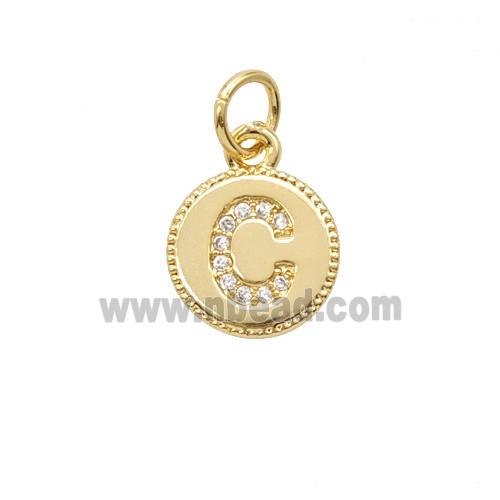 Copper Letter-C Pendant Pave Zirconia 18K Gold Plated