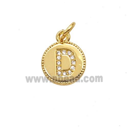 Copper Letter-D Pendant Pave Zirconia 18K Gold Plated