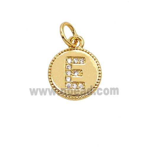 Copper Letter-E Pendant Pave Zirconia 18K Gold Plated