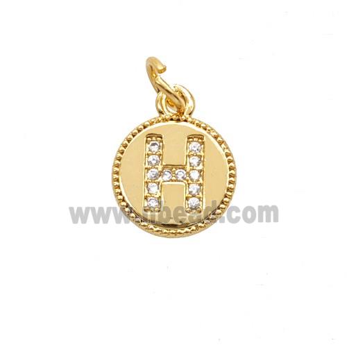 Copper Letter-H Pendant Pave Zirconia 18K Gold Plated