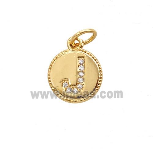 Copper Letter-J Pendant Pave Zirconia 18K Gold Plated