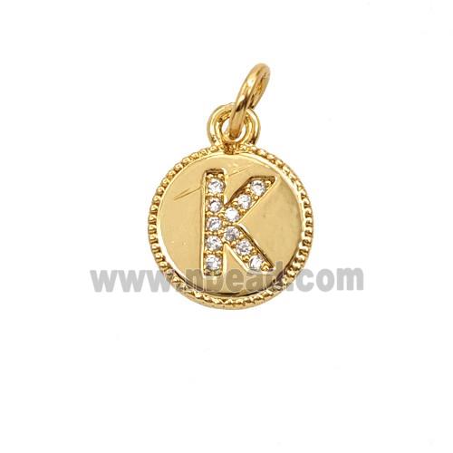 Copper Letter-K Pendant Pave Zirconia 18K Gold Plated