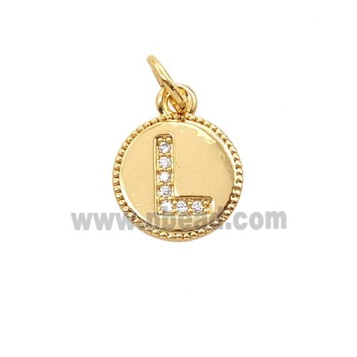 Copper Letter-L Pendant Pave Zirconia 18K Gold Plated