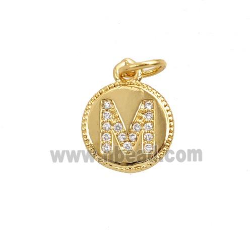 Copper Letter-M Pendant Pave Zirconia 18K Gold Plated