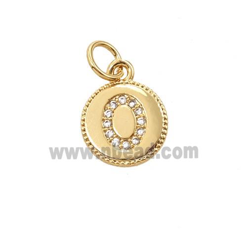 Copper Letter-O Pendant Pave Zirconia 18K Gold Plated