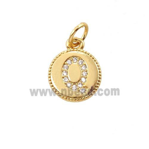 Copper Letter-Q Pendant Pave Zirconia 18K Gold Plated