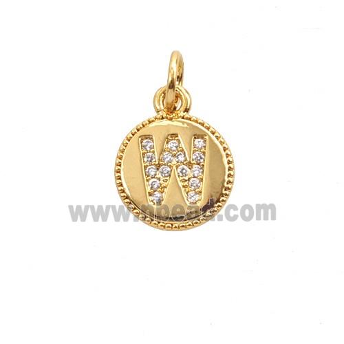 Copper Letter-W Pendant Pave Zirconia 18K Gold Plated