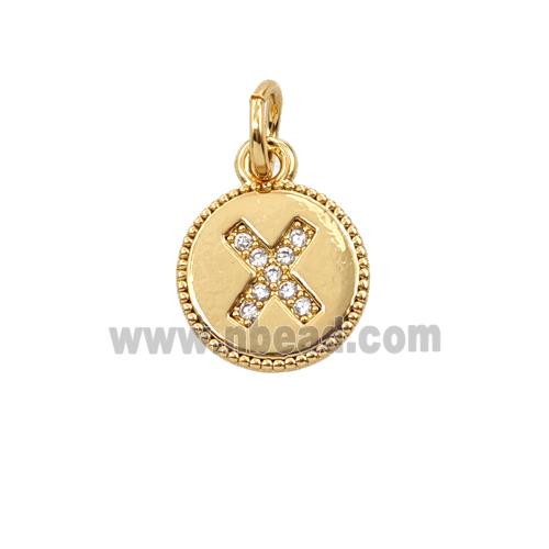 Copper Letter-X Pendant Pave Zirconia 18K Gold Plated