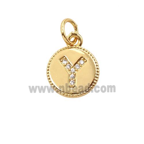 Copper Letter-Y Pendant Pave Zirconia 18K Gold Plated