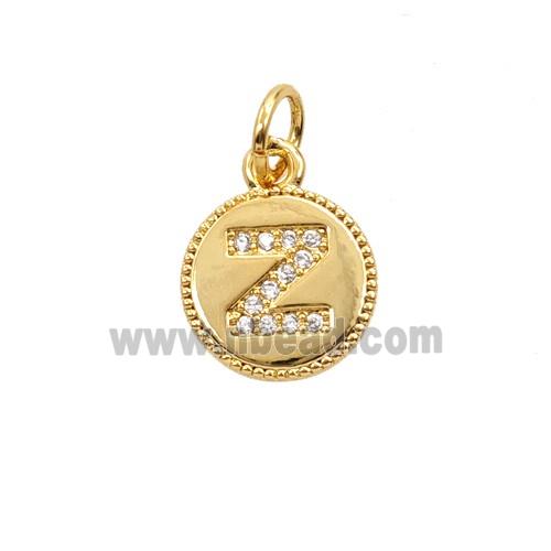 Copper Letter-Z Pendant Pave Zirconia 18K Gold Plated