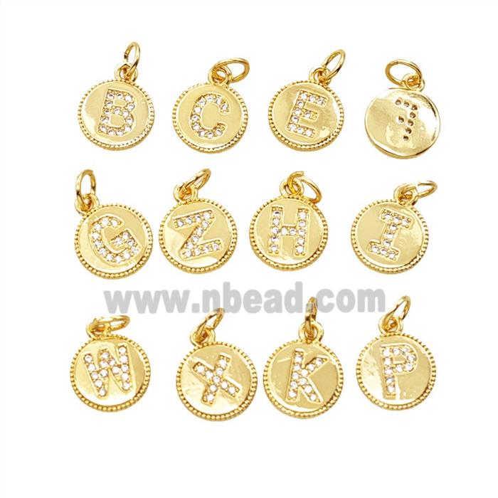 Copper Alphabet Pendant Pave Zirconia 18K Gold Plated Mix Letters