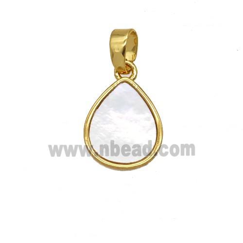 Copper Teardrop Pendant Pave Shell 18K Gold Plated