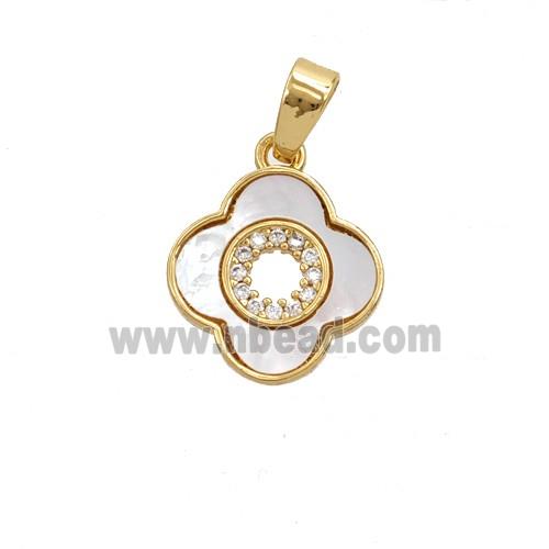 Copper Clover Pendant Pave Zirconia Shell 18K Gold Plated