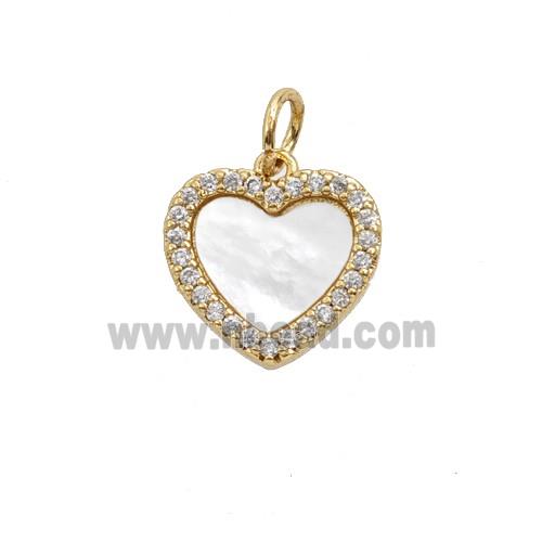 Copper Heart Pendant Pave Zirconia Shell 18K Gold Plated