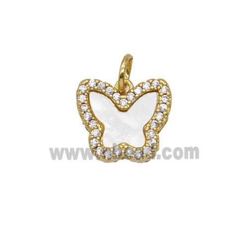 Copper Butterfly Pendant Pave Zirconia Shell 18K Gold Plated