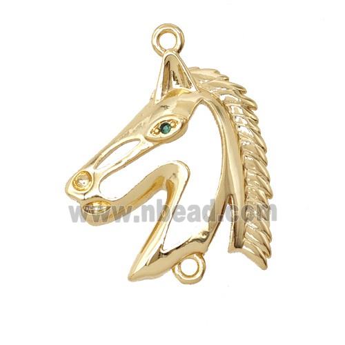 Copper Horse-Head Connector Pave Zirconia 18K Gold Plated