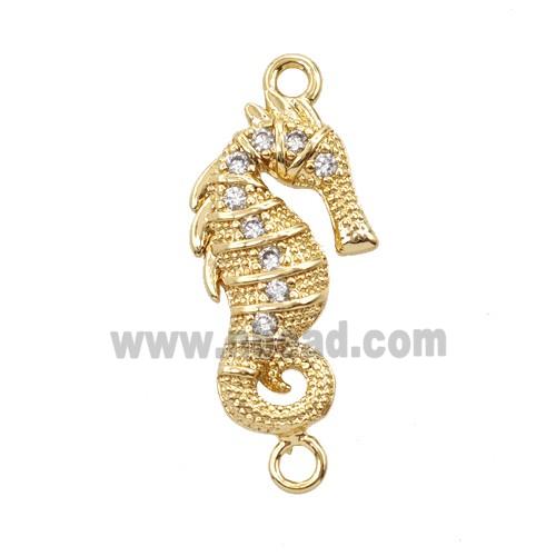 Copper Seahorse Connector Pave Zirconia 18K Gold Plated