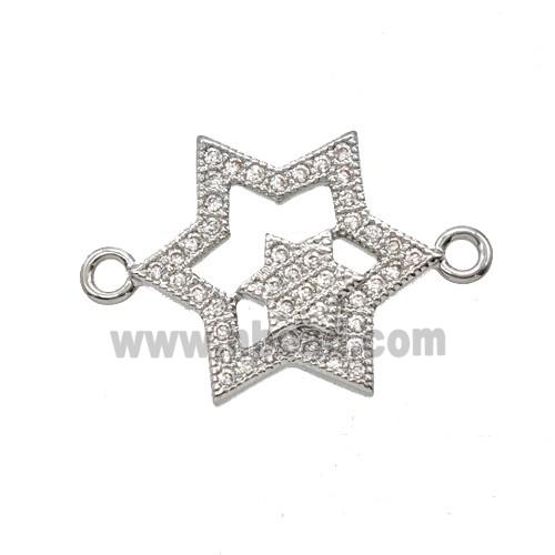 Copper Connector Pave Zirconia Platinum Plated