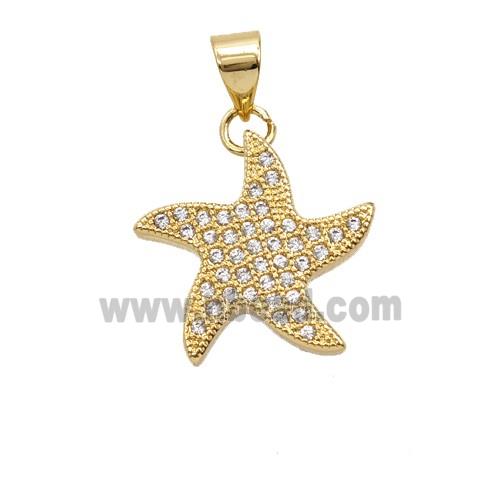 Copper Starfish Pendant Micropave Zirconia 18K Gold Plated