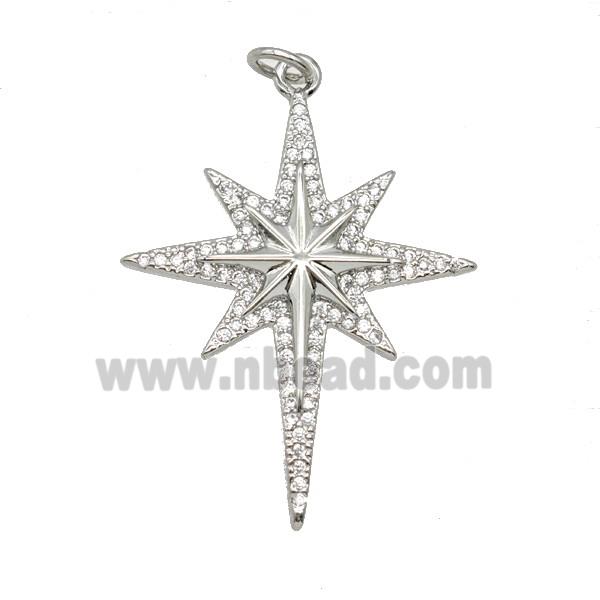 Copper Northstar Pendant Pave Zirconia Platinum Plated