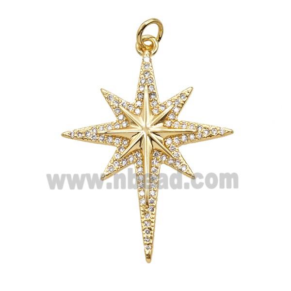 Copper Northstar Pendant Pave Zirconia 18K Gold Plated