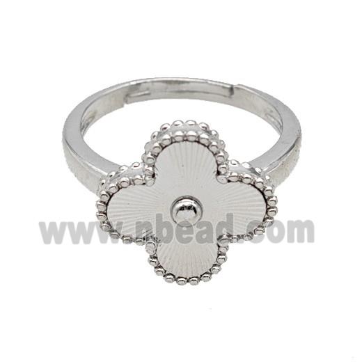 Copper Clover Rings Adjustable Platinum Plated