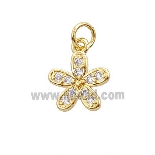Copper Flower Pendant Pave Zirconia 18K Gold Plated