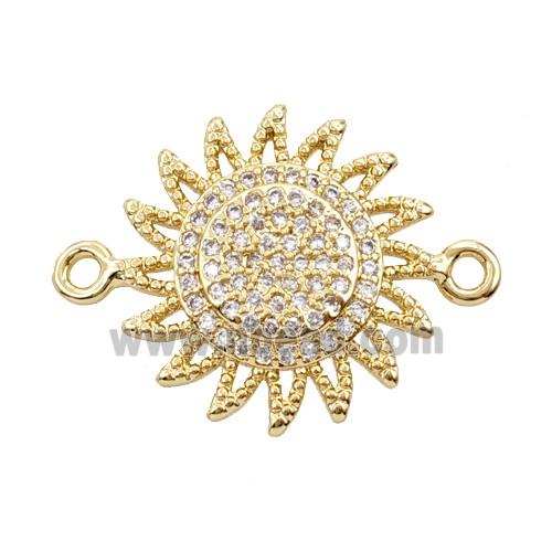Copper Sun Connector Pave Zirconia 18K Gold Plated