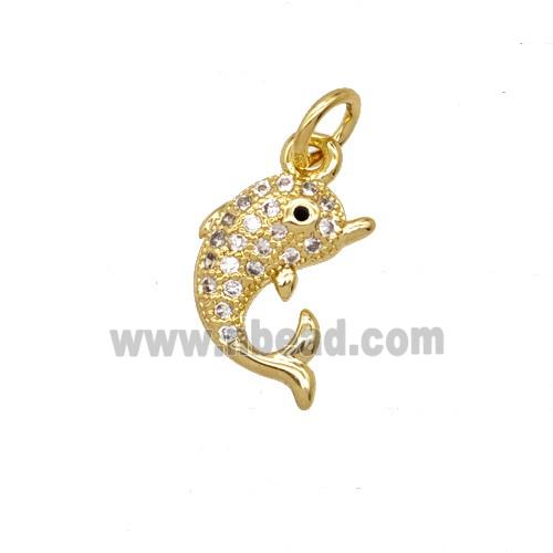 Copper Dolphin Pendant Pave Zirconia 18K Gold Plated