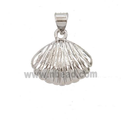 Copper Scallop Shell Pendant Platinum Plated